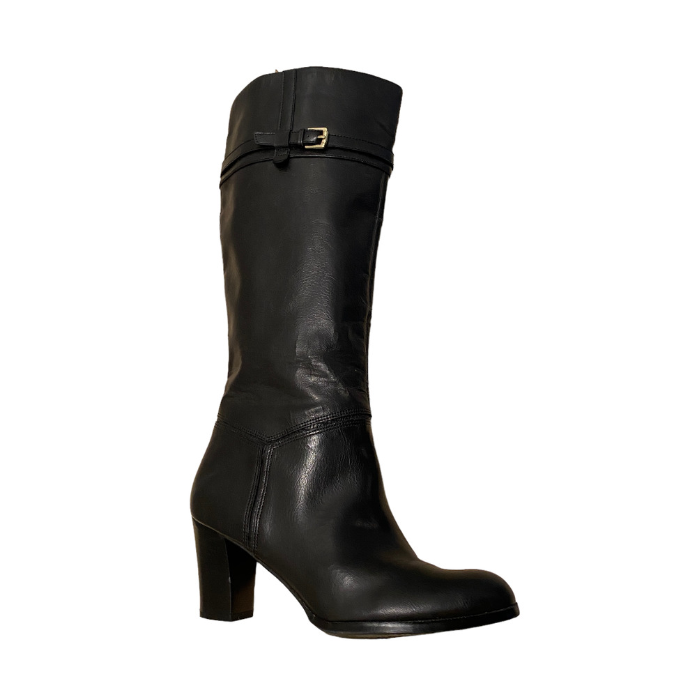 Naturalizer Womens Larissa Leather Knee High Boots 7 Black Classic Almond Toe